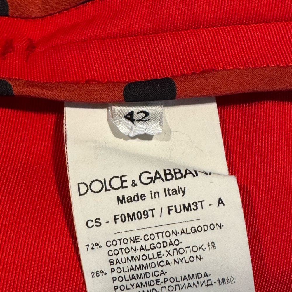 Dolce & Gabbana Red Belted Coat Polka Dot Lined Italy Sz 42 Designer Jacket - Picture 6 of 8